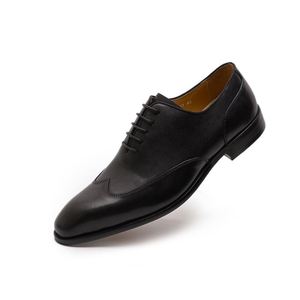 Black Casual Genuine Leather Pointed Toe Oxford Shoes Formal for <b>Men</b> - Product Image 2