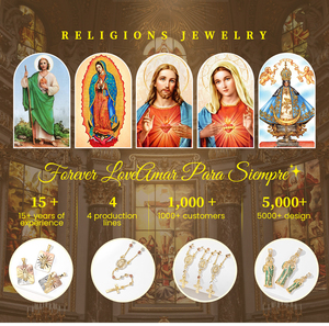 Collares Clásicos de Rosario con Cuentas Doradas de 3*5mm Guadalupe Virgen María Cruz Chapado en Oro de 14k Collar Católico en Forma de <span class=keywords><strong>Y</strong></span> - Product Image 6