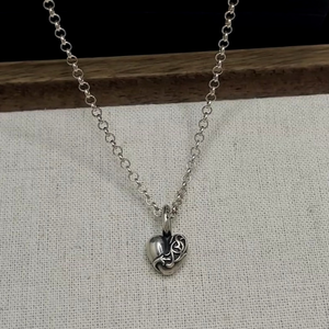 Collana con Ciondolo a Cuore in Argento Puro S925, Stile Vintage Retrò Personalizzato Hip Hop - Product Image 6