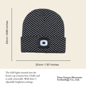 Thời trang xương cá mô hình dệt kim Beanie có tính năng một built-in LED cho buổi tối lạnh đi dạo và tăng vọt sọ cap LED hat - Product Image 2