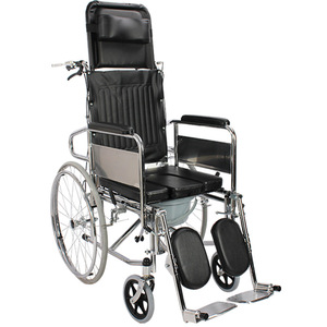 Foshan Oriental FS609GCUJ Commode Wheelchair Manual With Reclining Seat And Footrests For Home Use - Product Image 1