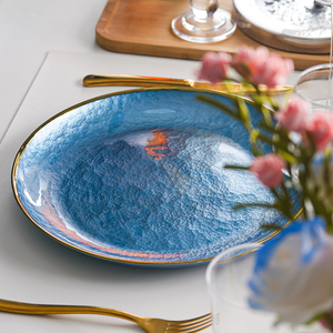 13 inch Vòng vàng rim dao kéo khay trái cây Phẳng Màu Xanh kính tấm vàng gọng sạc tấm - Product Image 5