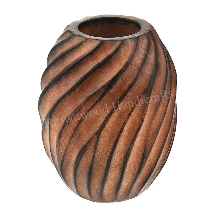 Современный домашний декор: ваза из дерева манго ручной работы из обожженного цвета от ведущего индийского производителя и экспортера по разумной цене