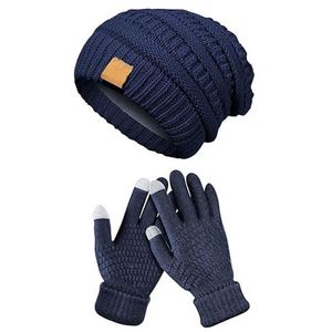 Women Men <b>Beanie</b> Winter <b>Hat</b> Set Thick Knitted Cap Touchscreen Warm Knit Texting Gloves Unisex Promotional Gift - Product Image 2