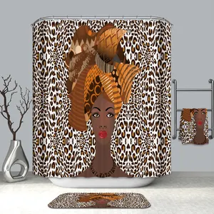 Hot Selling Groothandel Luipaard Aders Afrikaanse Stijl Polyester Douchegordijn Voor Badkamer