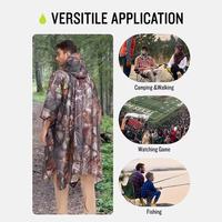 Équipement de camping en plein air pour adultes Cape de survie Revêtement léger Camouflage Imperméable à capuche Randonnée Poncho