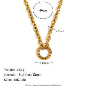 Großhandel Modische Kettenhalsband 18K Vergoldet Anlaufbeständig O-Kette Verschluss Feder Edelstahl Halsketten DIY Charm-Kette - Product Image 4