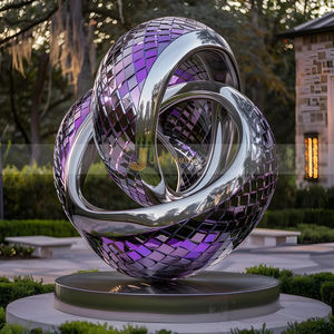 Adornos de escultura clásica abstracta de acero inoxidable pulido J276 adecuados para patios y jardines - Product Image 6