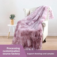 Vente chaude Hiver Double Couche Épaissie Longue En Peluche Sieste Canapé Couverture Tie-Dye Tricoté Fausse Fourrure Vison Polaire Jeter Couverture