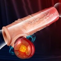 Manchon réaliste en silicone liquide, godemiché côtelé, extenseur vibrant électrique creux et portable, résistant à l'eau, pour retarder l'éjaculation