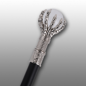 Canne de marche gothique décorative en argent avec griffe de squelette et boule de cristal, idéale pour Halloween et les accessoires de cosplay - Product Image 2