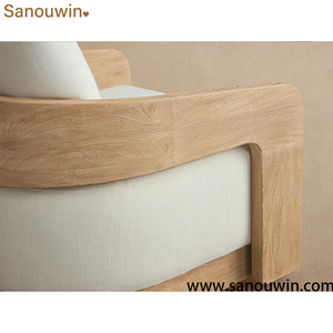 Chaise de salle à manger <span class=keywords><strong>d</strong></span>'extérieur moderne et confortable en teck avec structure sculpturale en bois massif et <span class=keywords><strong>coussin</strong></span> amovible pour cour et parc - Product Image 6