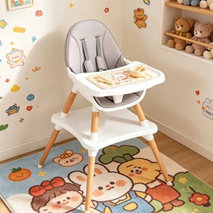 Chaise haute convertible 3-en-1 pour bébé, chaise d'alimentation moderne pour tout-petit avec plateau amovible, chaise de repas en bois massif pour enfants - Product Image 2