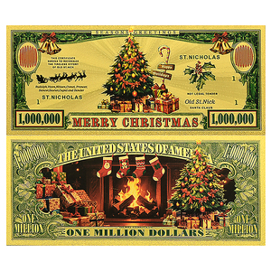 Billet de banque en or 24 carats Noël 2026, 1 000 000 USD, pièce de collection, cadeau de monnaie de Noël pour enfants, décoration familiale, 15x7cm, double face - Product Image 6