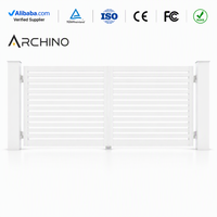 Portail en aluminium à lattes horizontales blanches modernes, extensible, minimaliste, pour entrée de garage de villa moderne de luxe