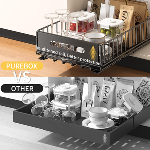 Lot de 2 étagères de rangement pliables et coulissantes, adhésives, robustes, pour armoire de cuisine, garde-manger, salle de bain - Product Image 3