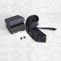 Ensembles de boîte-cadeau de bouton de manchette et de cravate en soie 100% formel classique personnalisé pour les hommes