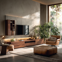 Meuble TV flottant moderne sur mesure avec gestion des câbles et rangement sous base flottante, fabriqué sur mesure avec support de dessin