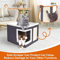 Tente multifonctionnelle pour chat, mobilier moderne pour chat avec griffoir et boule suspendue, lit-caverne confortable pour animaux domestiques