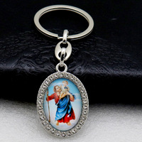 Notre Dame de Guadalupe Vierge Marie Porte-clés Croix Jésus Catholique Porte-clés Bijoux Pendentif Charmes Baptême Cadeaux Souvenir Faveurs