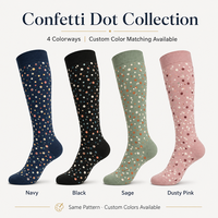 Chaussettes de compression personnalisées à pois, hauteur genou, 15-20 mmHg, 20-30 mmHg, compression graduée, OEM, ODM, marque privée