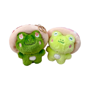 Trucs Anime 10cm Champignon <span class=keywords><strong>Croaking</strong></span> Grenouille Porte-clés Super Soft Short Plush Doll Red Hat Valentine's Day Gift 10CM Animal Pendant - Product Image 1