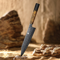 Couteau de cuisine professionnel Bunka japonais en acier Damas ZDP189 ultra-affûté avec manche en bois d'ébène laqué