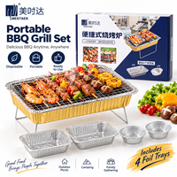 C330/2700 Outils de barbecue pour pique-nique en plein air, camping, plaque en aluminium jetable instantanée, mini-grill portable