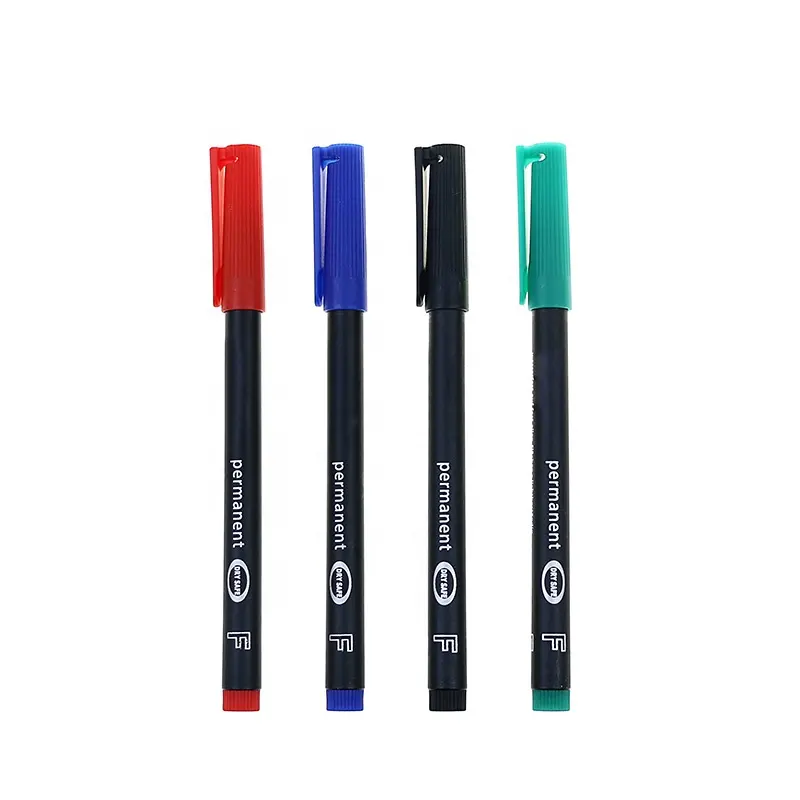 Promotionele Korting Op Oliebasis Blauw/Groen/Rood/Zwarte Stift Permanent Dun Nylon Tip Logo Op Maat Permanente Markeerstift