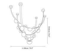 Lustre personnalisé en acier noir avec vague d'albâtre, lampe suspendue linéaire incurvée pour salon de villa à plafond haut
