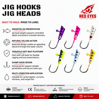 Échantillon Gratuit Red Eyes Tête Plombée Colorée 1g 2g avec Œil 3D et Leurre Souple pour la Pêche sur Glace et la Pêche en Roche, Vente en Gros