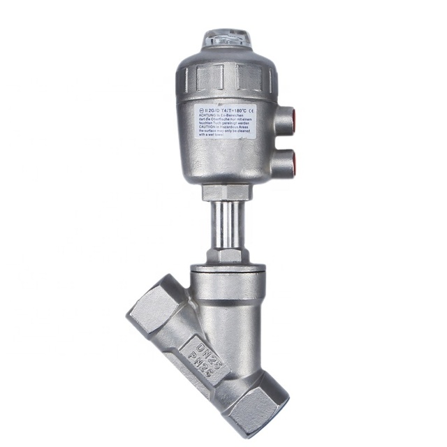 304/316L Air Operated Pneumatic Stainless Steel Thread Angle Seat Valve