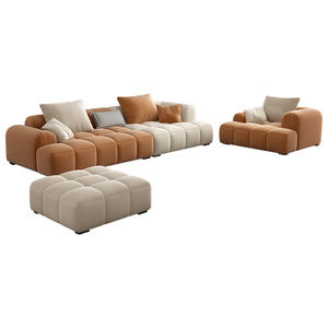 Yisi tessuto divano <span class=keywords><strong>soggiorno</strong></span> moderno semplice nuovo grande e piccola famiglia crema francese vento Marshmallow fila diritta Puff divano - Product Image 5