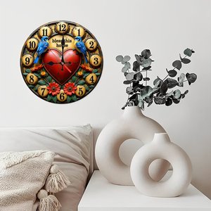 Round Wooden Wall <b>Clock</b> 25x25Cm Silent Non Ticking Decor For Shop Cafe Wall Hanging <b>Clock</b> - Product Image 4