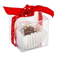 Boîte pliante transparente carrée mignonne de qualité alimentaire recyclable pour gâteaux, chocolats, bonbons de mariage en PVC plastique