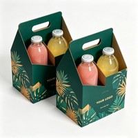 Vente en gros de boîtes à boissons en carton ondulé à 4 compartiments avec poignées, boîtes d'emballage pour bouteilles d'eau, boîtes à boissons personnalisées