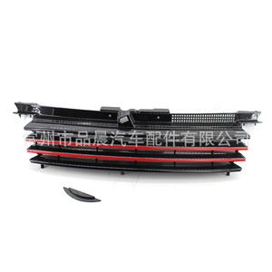 Rejilla delantera para parachoques de Volkswagen en negro brillante con barras rojas de plástico ABS para Jetta Bora 1999-2005 - Product Image 1