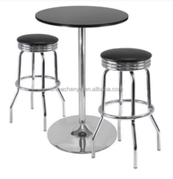 Table de bar ronde moderne en métal, table de bistrot de qualité supérieure avec base en piédestal argenté pour hôtel et bar à domicile