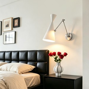 Applique murale LED, lampe murale intérieure moderne, luminaire en métal blanc réglable pour salon, chambre, hôtel, villa - Product Image 1