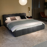 Ensemble de meubles de lit de luxe moderne avec tête de lit en tissu doux, meubles de chambre à coucher, villa, hôtel, appartement