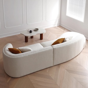 <span class=keywords><strong>Sofá</strong></span> Modular Curvo de Diseño Francés Moderno y Lujoso Zayshine, en Color Crema Sherpa, de <span class=keywords><strong>3</strong></span> <span class=keywords><strong>Plazas</strong></span>, para Apartamento, Villa, Hotel, Sala de Estar - Product Image 4