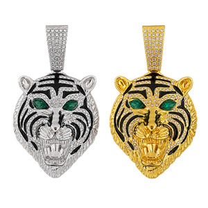 Colar Masculino de Moda Estilo Hip Hop com Pingente de Cabeça de Tigre em Liga, Olhos de Tigre e Detalhes com Efeito de Gotejamento de Óleo - Product Image 3