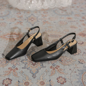 Zapatos de Tacón Alto con Tira en el Tobillo, Punta Cuadrada, Charol, Tacón Grueso, Zapatos de Moda para Mujer, Todas las Temporadas, Correa con Hebilla, Color Sólido - Product Image 3