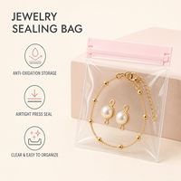 Pochettes à bijoux transparentes en EVA, petites pochettes à bijoux avec fermeture à pression rose anti-ternissement pour bagues, boucles d'oreilles, bracelets, colliers