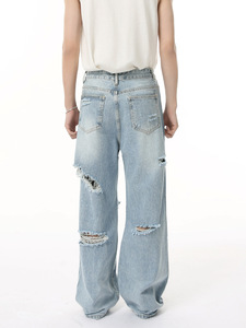 Jeans de mezclilla rasgados de estilo vintage para <span class=keywords><strong>hombre</strong></span>, informales y holgados, de moda para las cuatro estaciones - Product Image 2
