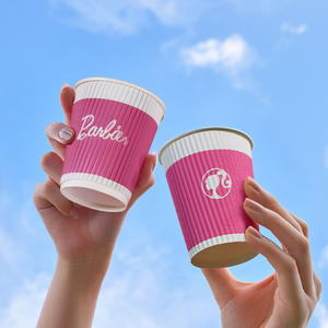 Gobelets en papier ondulé rose personnalisés YBLPAK, jetables, biodégradables, écologiques, de qualité alimentaire, pour jus, lait, thé, brandy - Product Image 1