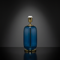 Lampe de table LED en verre bleu, base flexible, style moderne simple, finition laiton, support de lampe de chevet avec douille E27, lumière d'ambiance