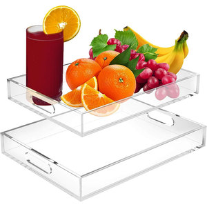 Bán buôn trang trí rõ ràng Acrylic hình chữ nhật phục vụ Khay hiện đại PMMA Deco phục vụ khay plexiglass Bảng hiển thị khay cho cà phê - Product Image 1