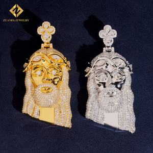 Nuevo Colgante de Moissanita VVS de Moda, Chapado en Oro, Plata de Ley 925, Colgante de Jesús con Incrustaciones de Moissanita Estilo Hip Hop, Certificado GRA - Product Image 1