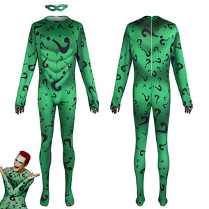 Combinaison de cosplay Riddler verte à motif de signe d'interrogation, costume unisexe pour spectacle sur scène - Product Image 1